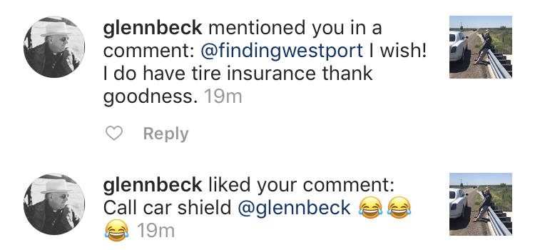 Instgram photo  by Glenn Beck, I commented he replied. 